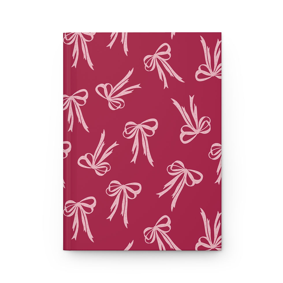 Pink Red Bow Design Hardcover Journal Inspirational Notebook, Gift for Writers