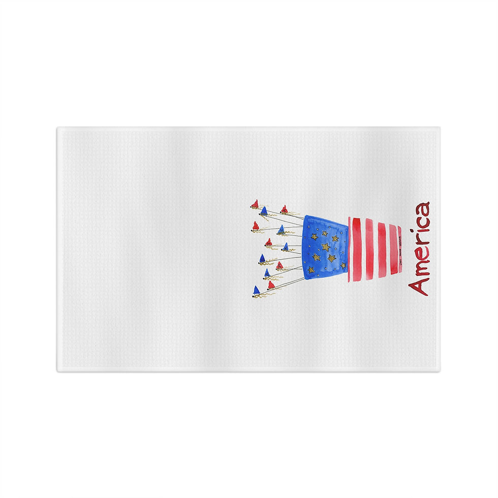 Thumbnail: Tea Towel America Birthday Design Red White Blue