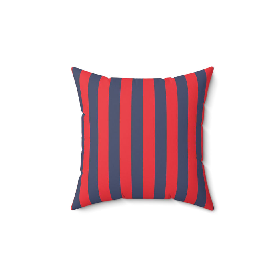 Thumbnail: Custom Design Square Pillow Stripes Red and Navy