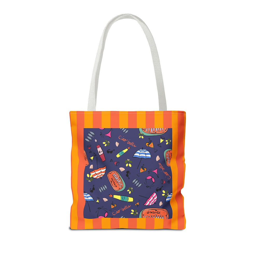 Thumbnail: Tote Bag (AOP) Summer in Italy Orange & Navy