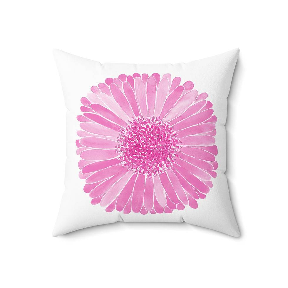 Thumbnail: Custom Design Square Pillow Gerber Daisy Pink Pink