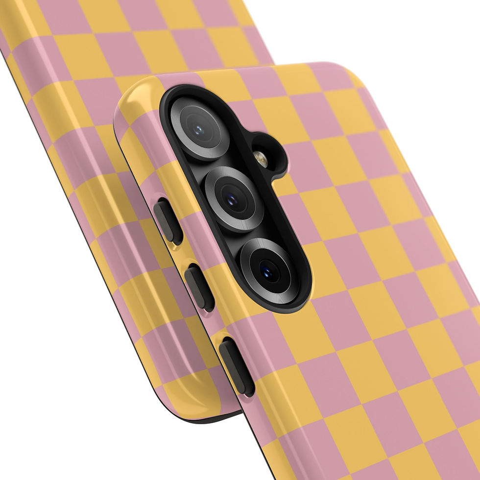 Thumbnail: Pink and Gold Check Samsung Series Phone Case for Tough Protection, Style