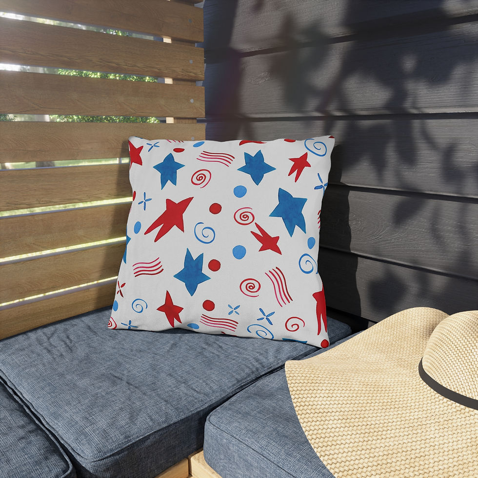 Thumbnail: Outdoor Pillows - Americana Stars Design Red White Blue