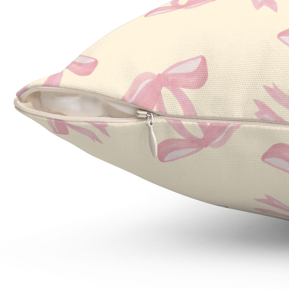 Thumbnail: Pink Ballet Bow Pattern Pillow — Soft Pastel Decorative Throw Pillow