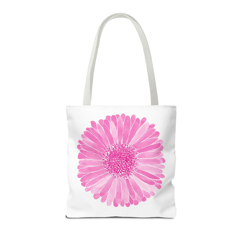 Thumbnail: Pink Watercolor Gerbera Tote Bag — Floral Canvas Shopping Bag