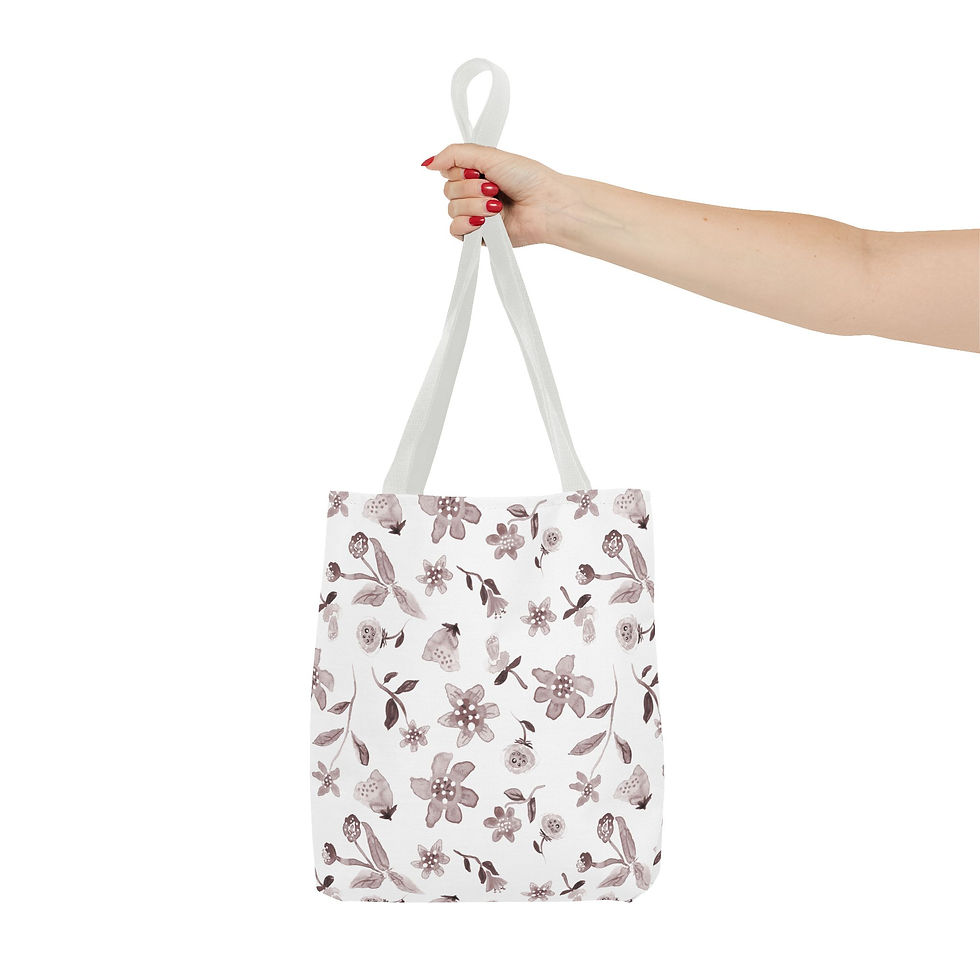 Thumbnail: Floral Watercolor Tote Bag – Brown Botanical All-Over Print