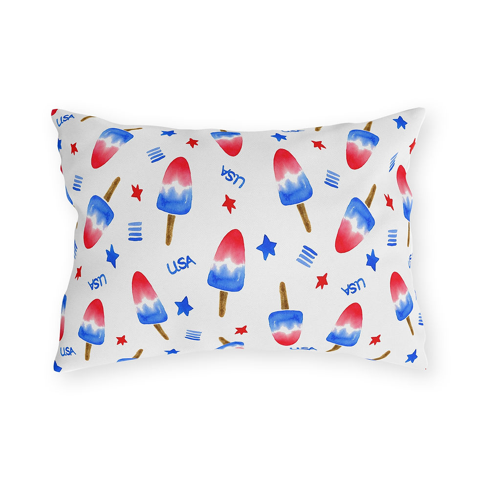 Thumbnail: Patriotic Rocket Pop Outdoor Pillow — Red White Blue USA Summer Decor