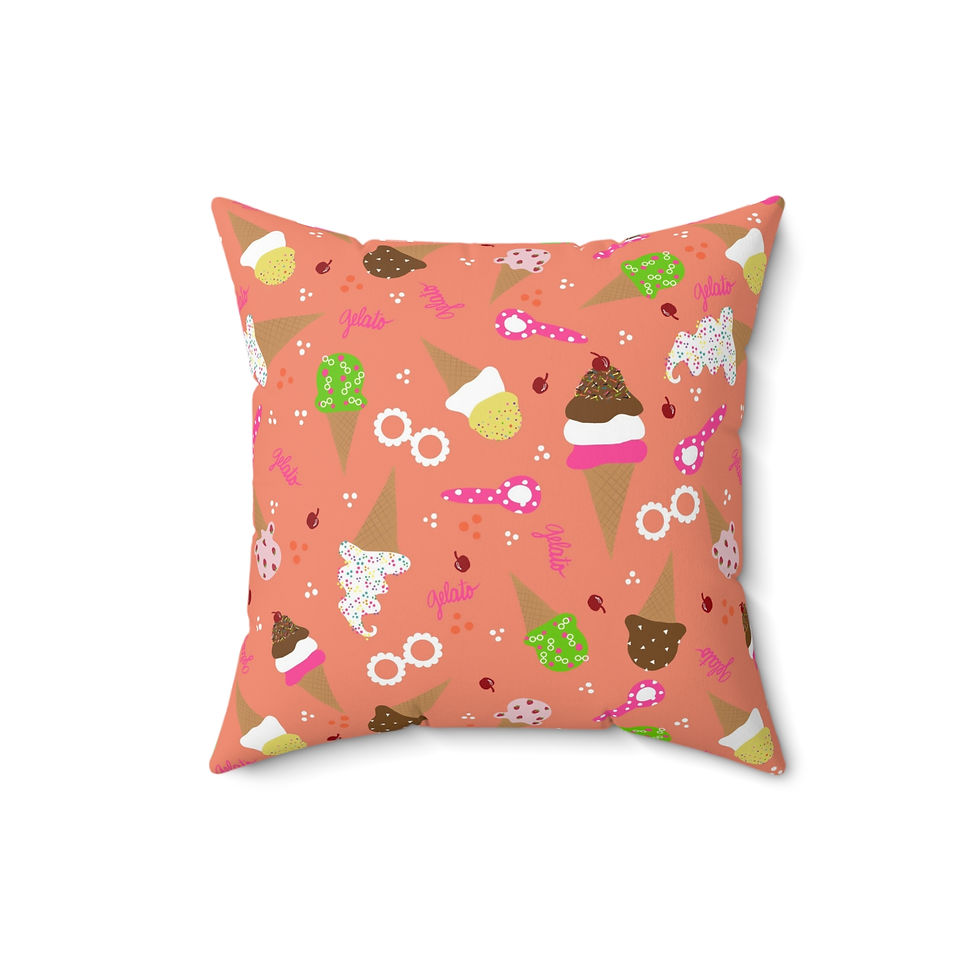 Thumbnail: Custom Indoor Pillow Ice Cream Cones Design Orange