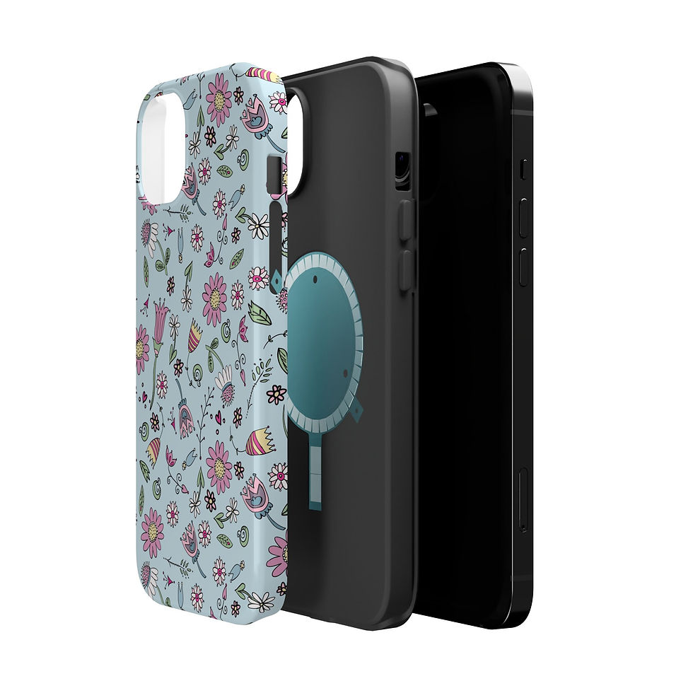 Thumbnail: Whimsical Flower Doodles  MagSafe Tough Cases Blue