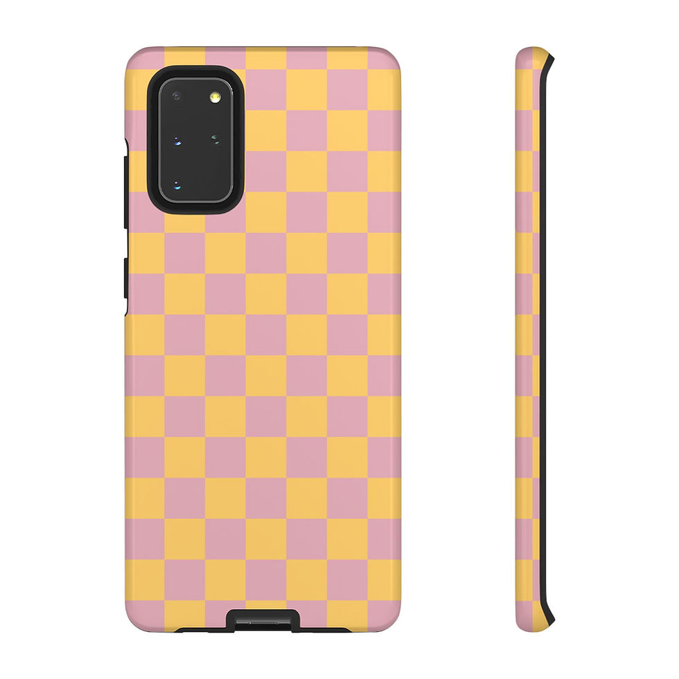 Thumbnail: Pink and Gold Check Samsung Series Phone Case for Tough Protection, Style