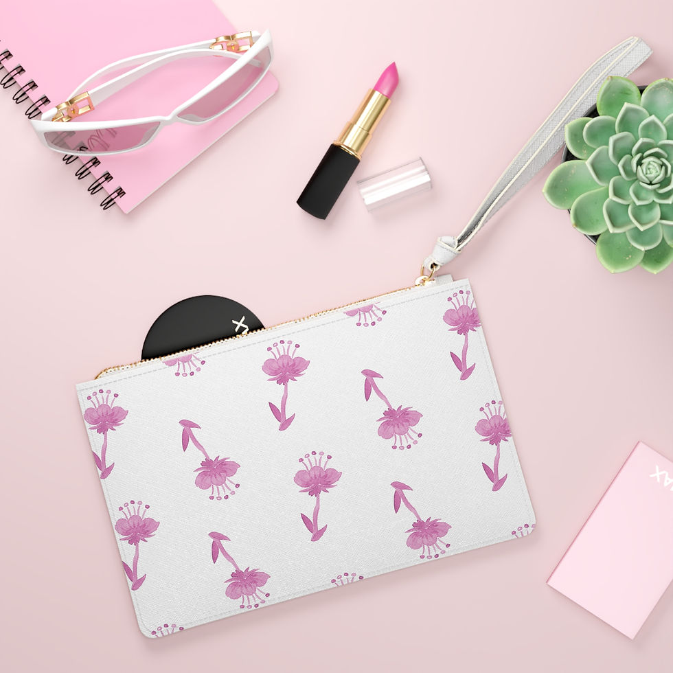 Thumbnail: Clutch Bag - Modern Preppy Poppy Watercolor Design Pink