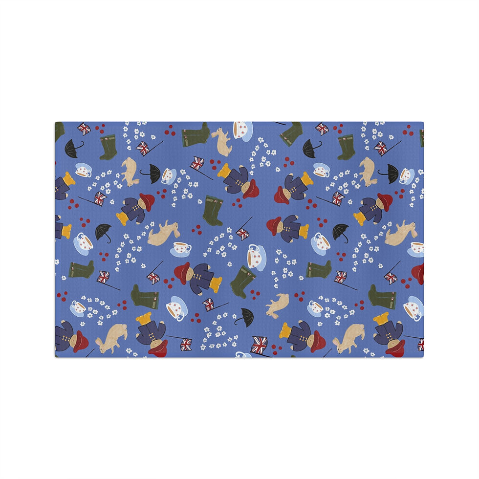 Thumbnail: Microfiber Tea Towel English Bear Design Royal Blue