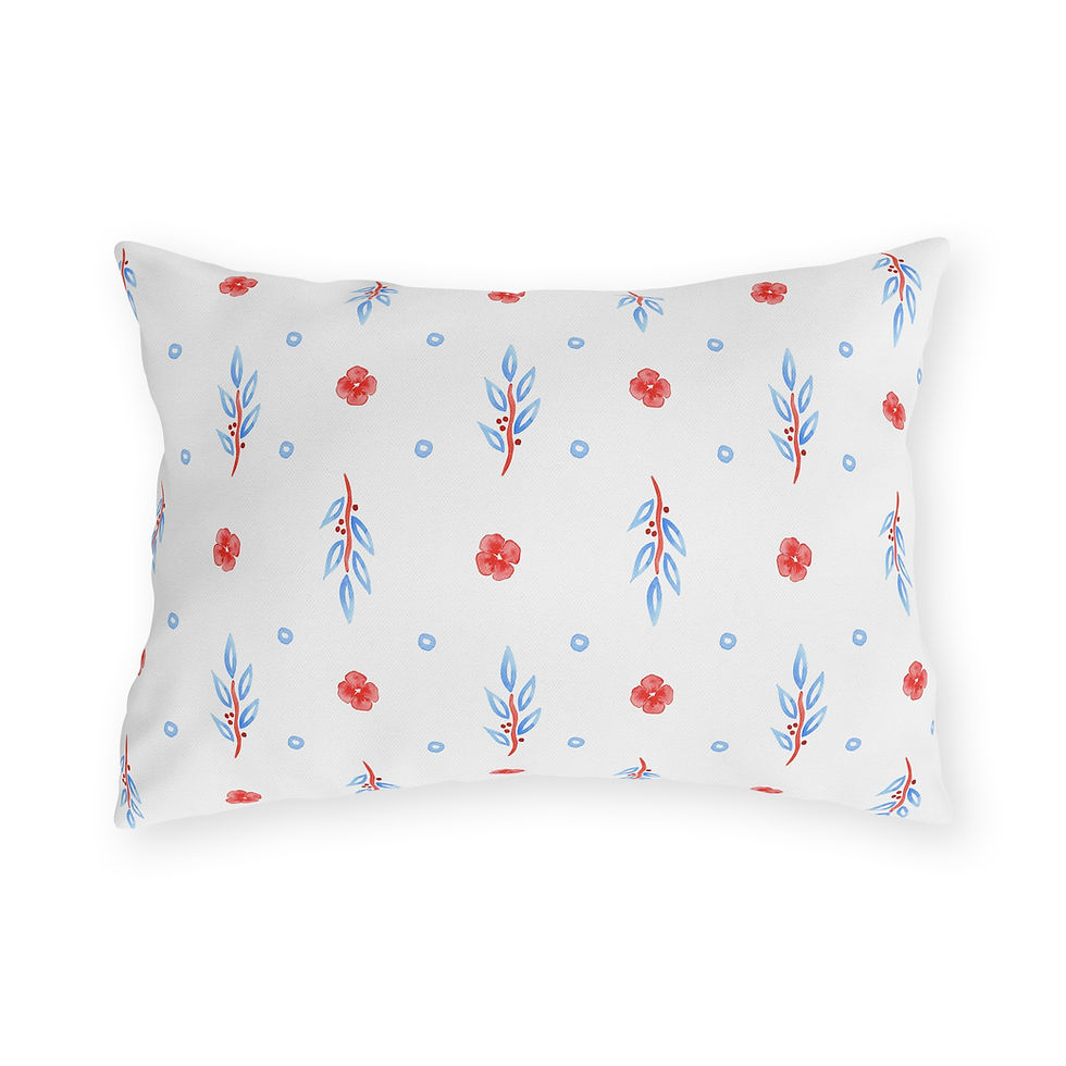 Thumbnail: Outdoor Pillows - Vine and Flowers Red White Blue Design