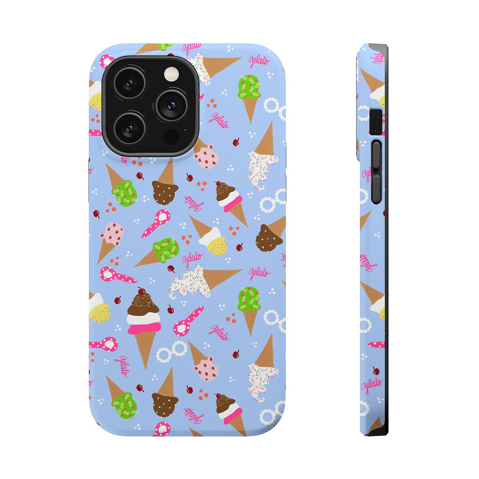 Thumbnail: Phone Cases - Bright Gelato Ice Cream Cone Design Blue