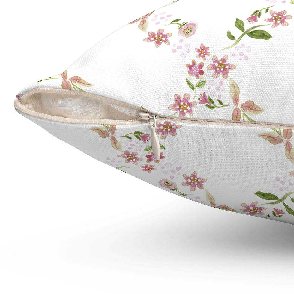 Thumbnail: Custom Design Square Pillow Cottagecore Floral Lattice White