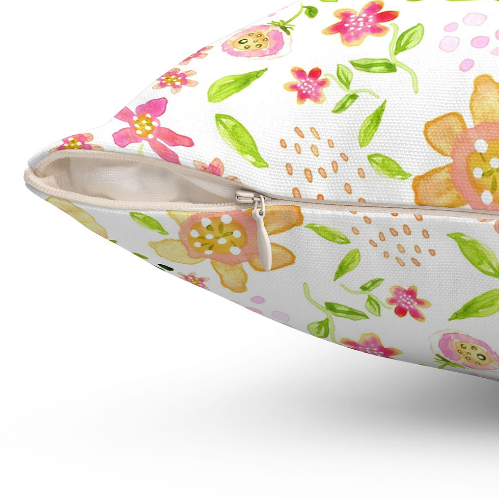 Thumbnail: Floral Watercolor Square Pillow — Pastel Garden Pattern Decorative Throw Pillow