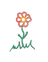 Logo: Flor desenhada com pétalas vermelhas, miolo amarelo, caule e folhas verdes