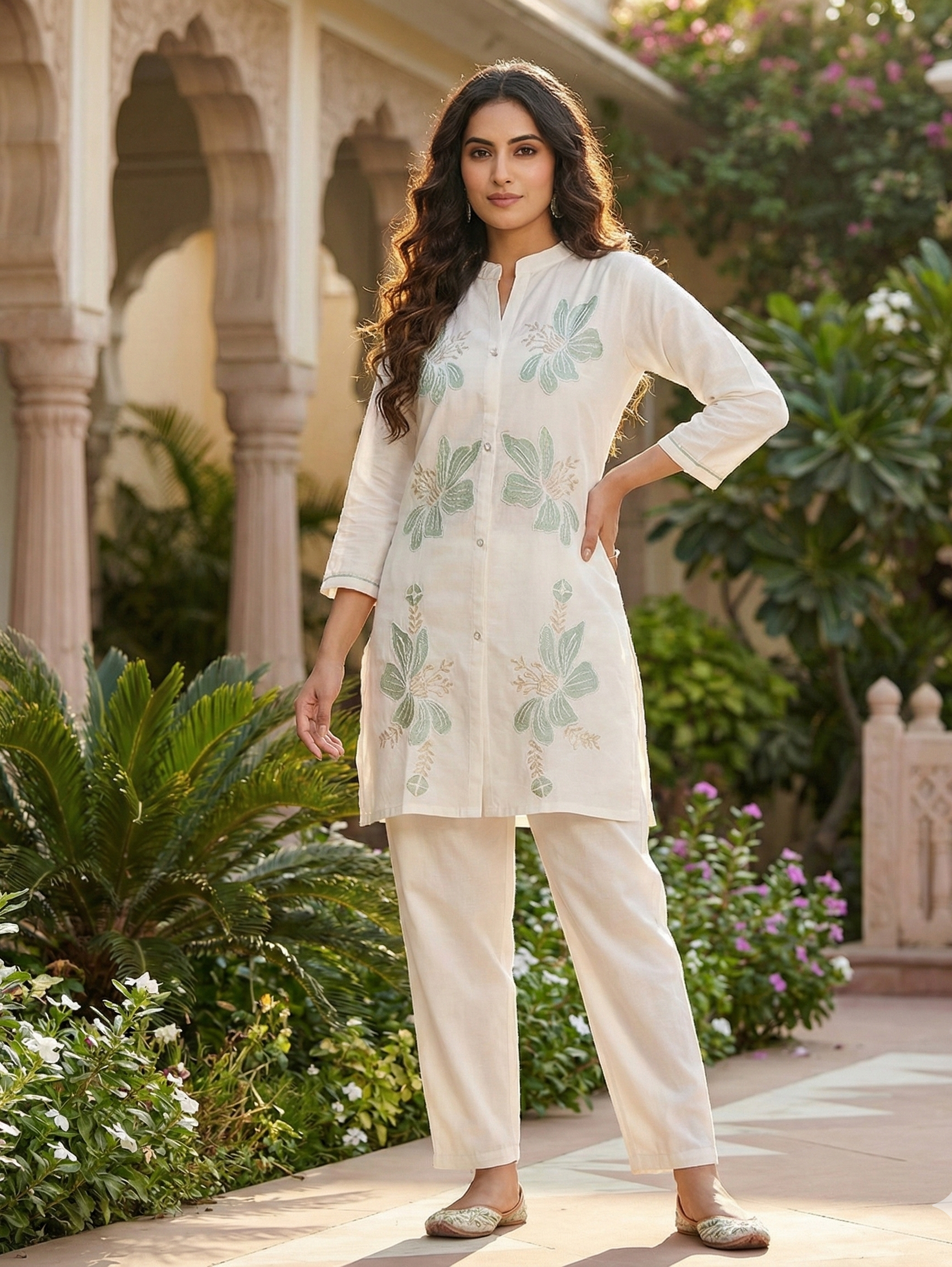 White Embroidered Co-ord Set