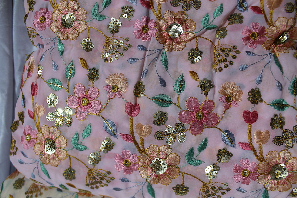 Thumbnail: Georgette Fox Multi Colour Embroidery Fabric