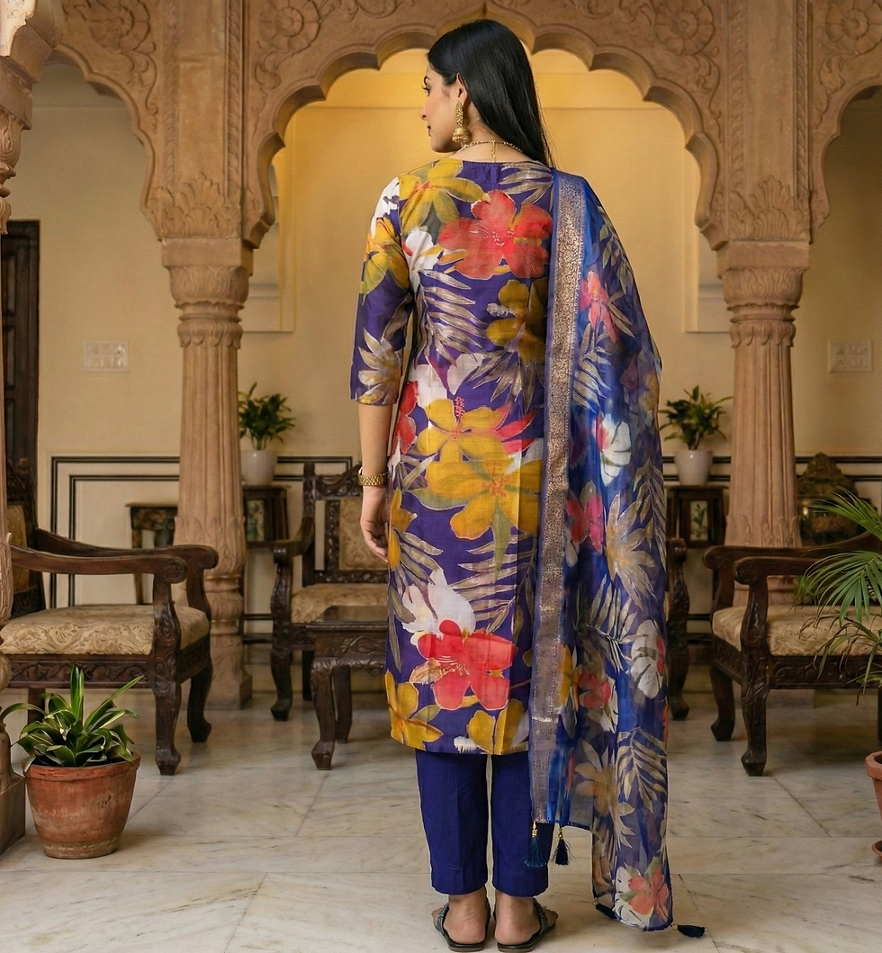 Thumbnail: Purple Floral Print Suit Set