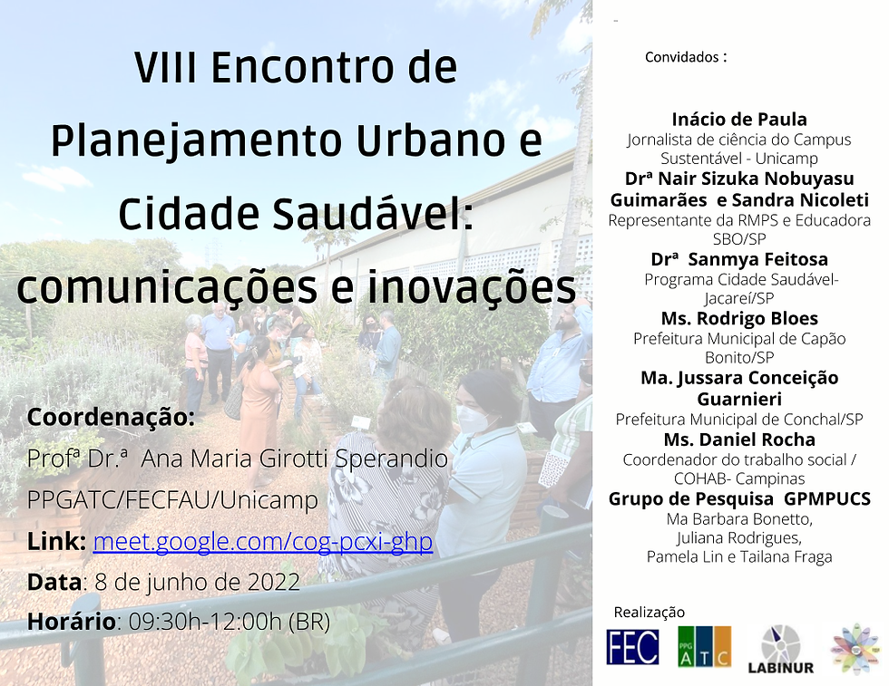 VIII Encontro de Planejamento Urbano e Cidade Saudável: comunicações e inovações