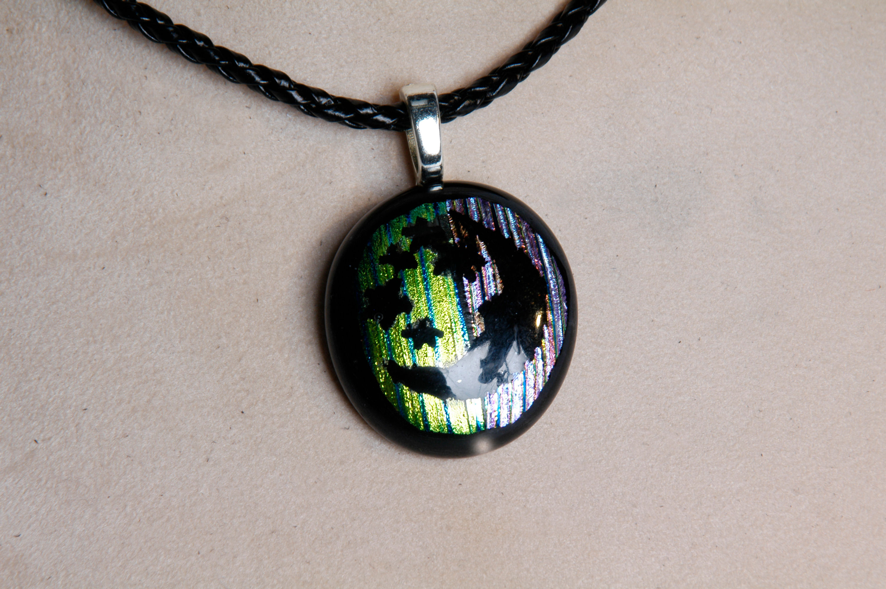 Silver Dichroic Glass Necklace