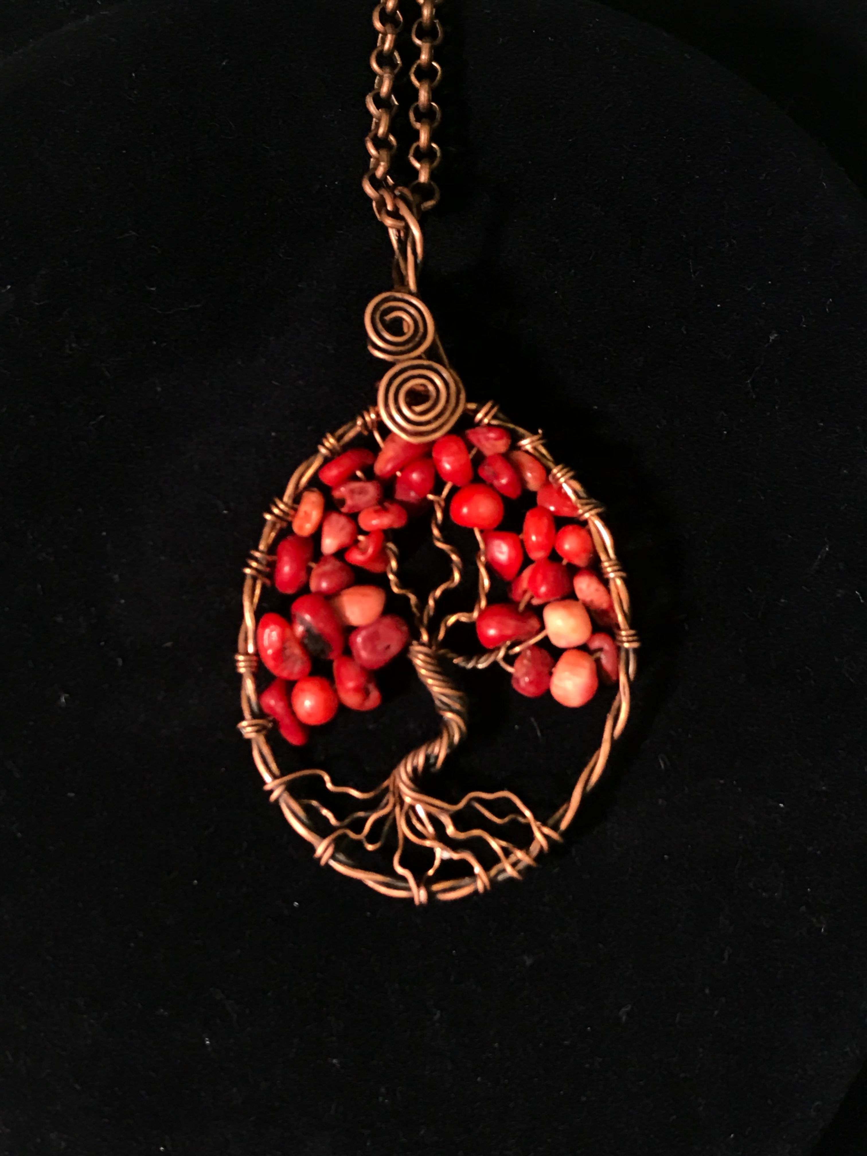 Bamboo Coral Chips Wrapped in Oxidized Copper