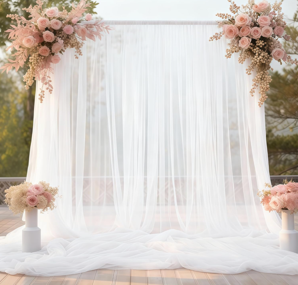 White Tulle Curtains (Set of 6)