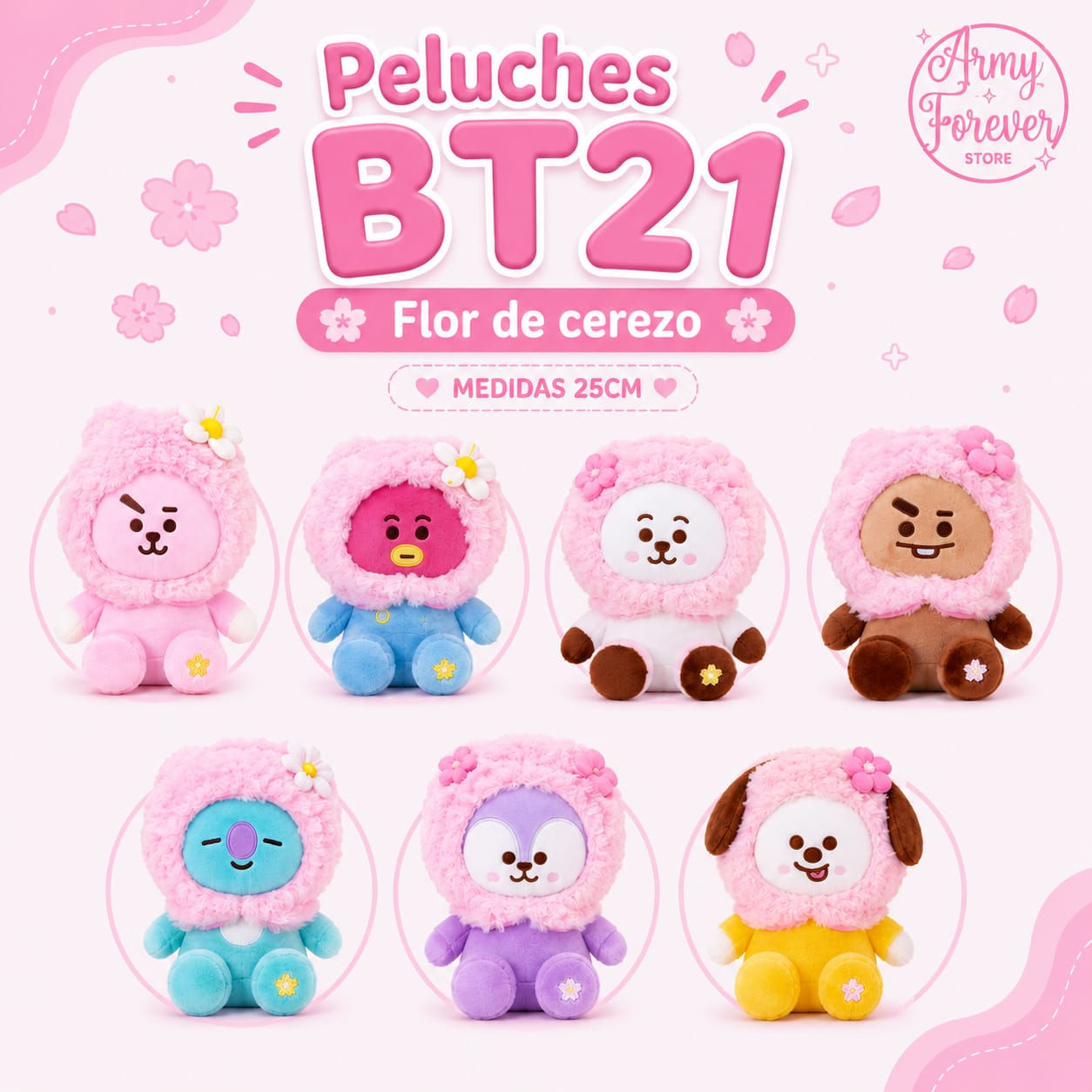 Peluche BT21 "Flor de cerezo" - 25cm 