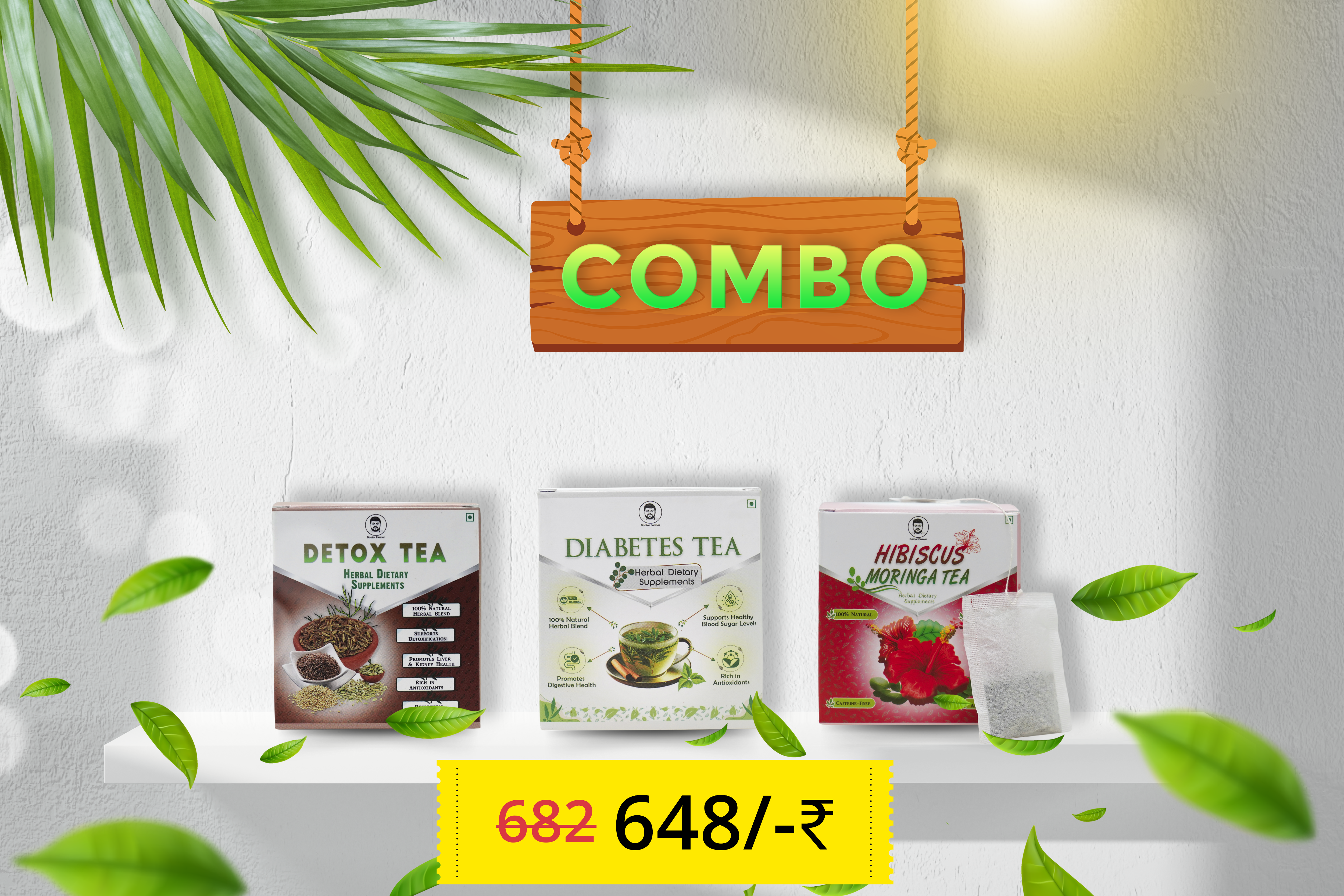 Doctor Farmer Detox, Diabetes & Moringa Hibiscus Tea Combo Pack