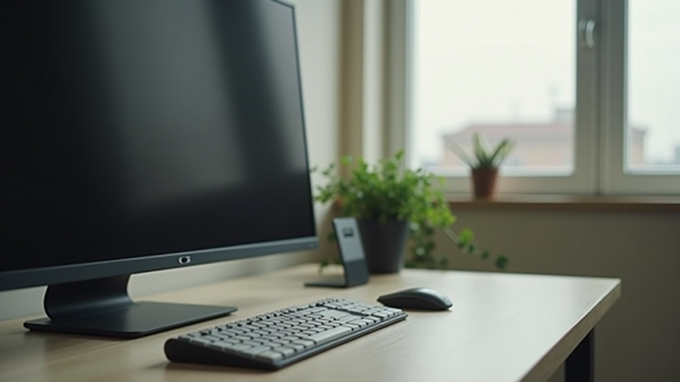 Close-up view of a Nigerian-made computer on a desk with a simple background