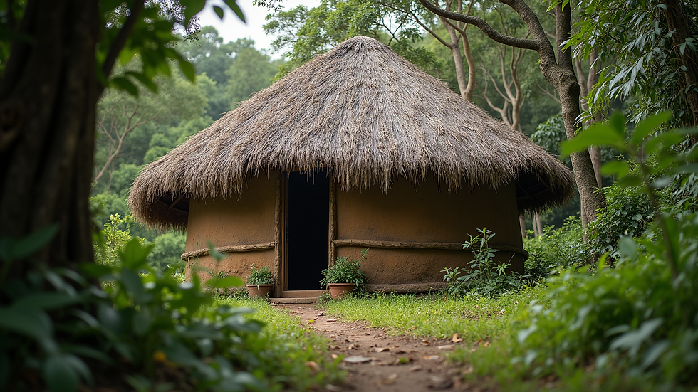 Eye-level view of a traditional Indigenous dwelling in Costa Rica