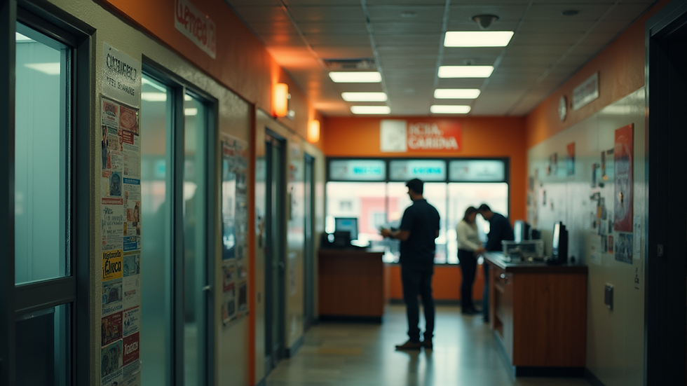 Eye-level view of a currency exchange office in Costa Rica
