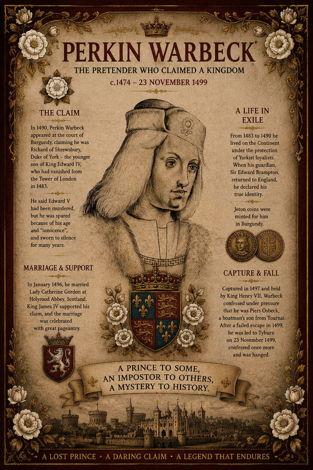 👑 Perkin Warbeck, The Pretender Who Claimed a Kingdom (c.1474–1499)