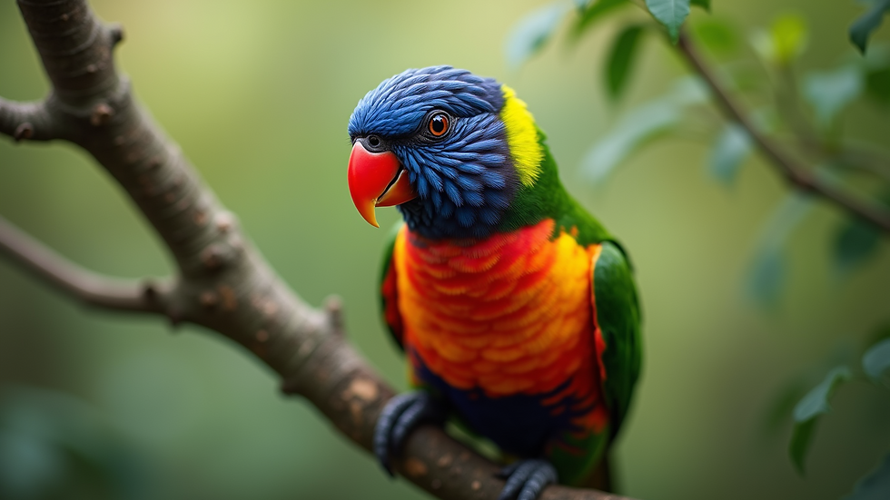 Close-up view of a vibrant parrot perched on a branch
