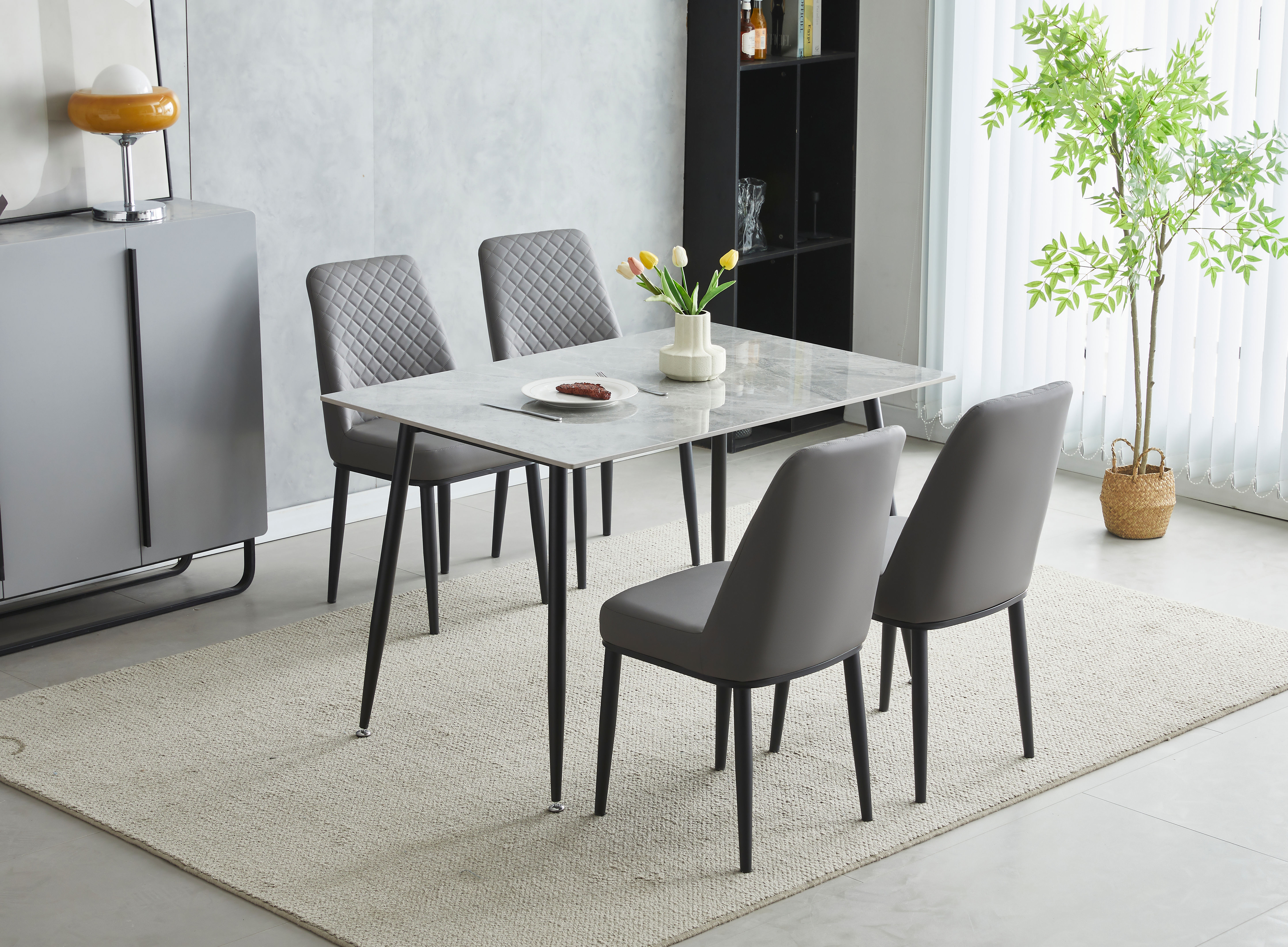 Oxford Grey dining set ceramic 1.2M with 4 chairs