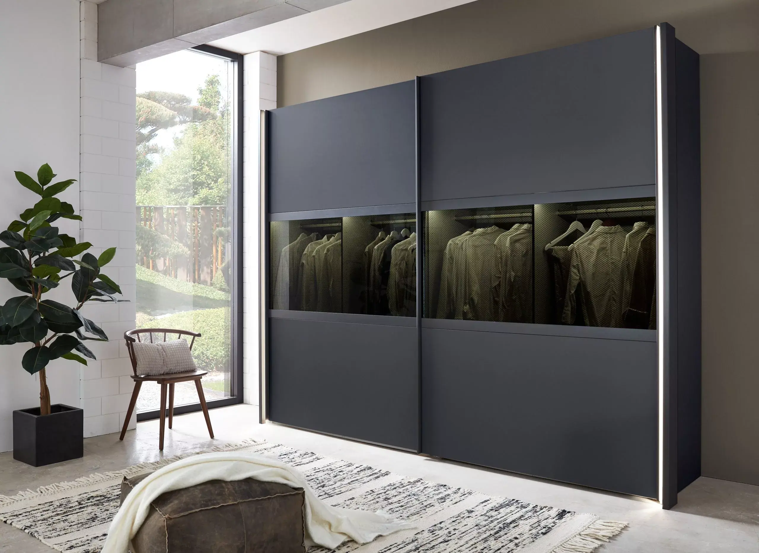 Split sliding wardrobe graphite