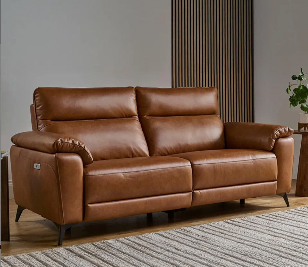 B-Orlando electric reclining cow leather sofa tan/cognac- 4-6 weeks lead