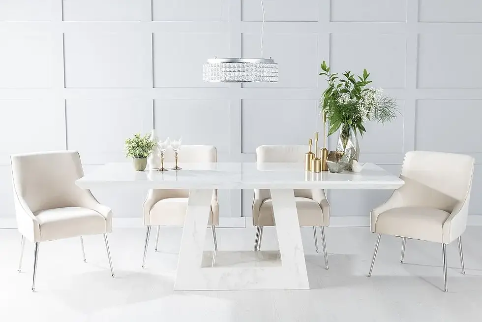 Milano 1.6M marble dining set with 4 Gio dining chairs