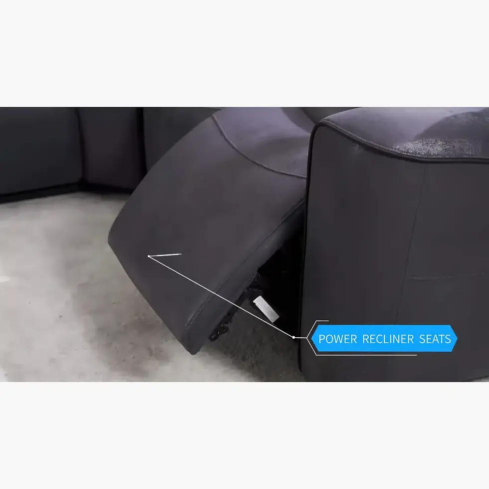 Thumbnail: Techno technology corner sofa with three power recliners Gilded leather look