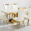 Thumbnail: Aura marble 1.6M dining table and cream 4 chair set - Gold 