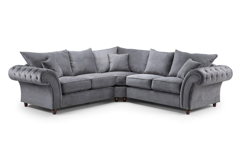 Thumbnail: Washington grey highback chesterfield corner sofa