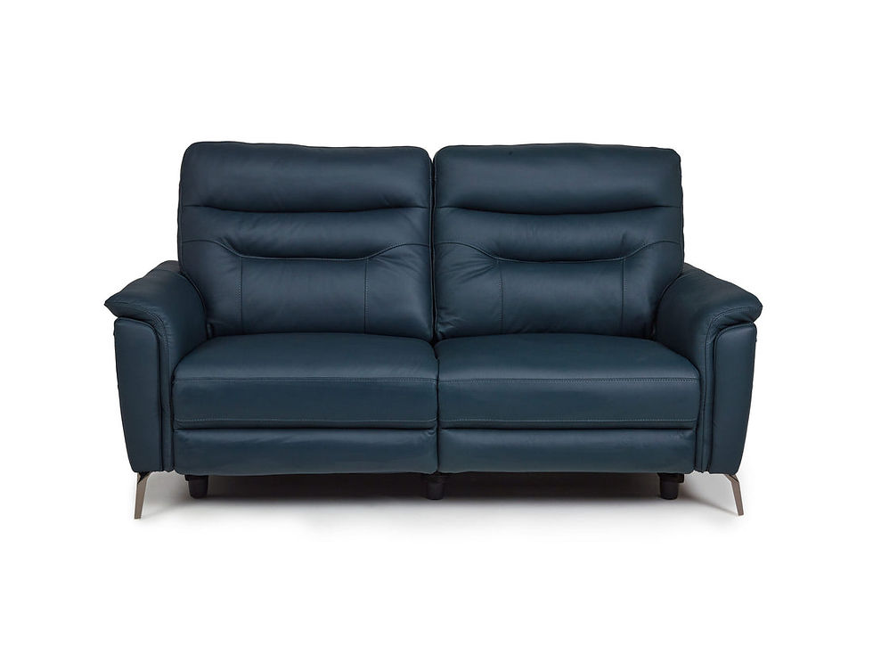 Thumbnail: Megano navy blue leather electric reclining sofa set 3+2