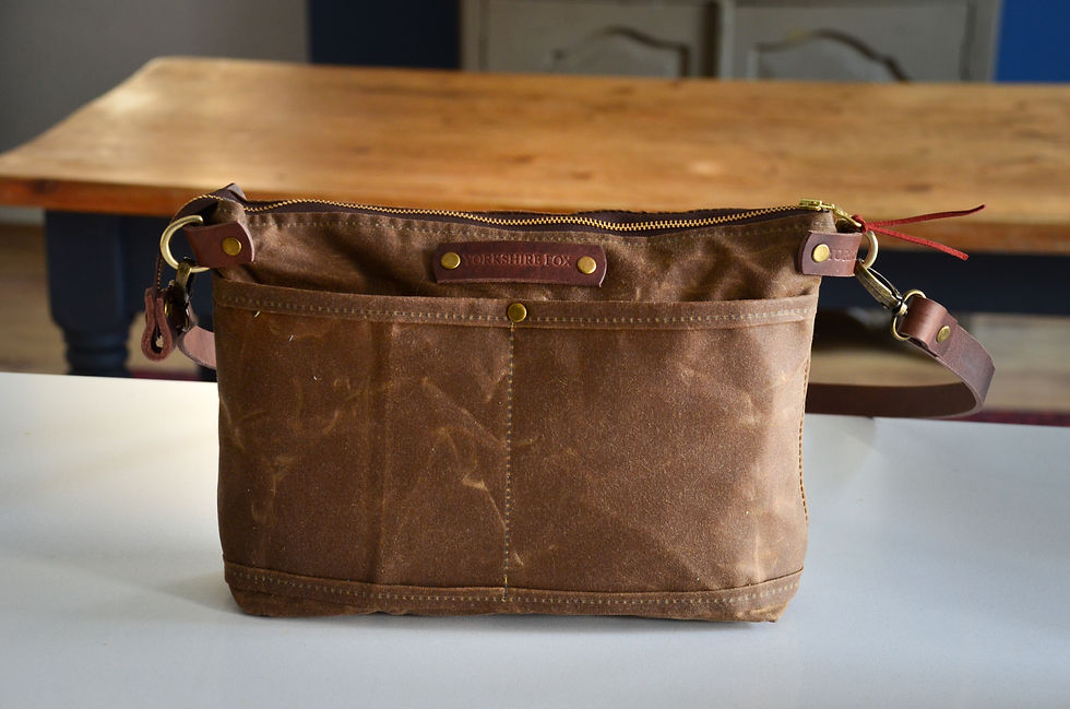 Thumbnail: The Rosa Waxed Brown Canvas Bag, Everyday Bag, Small Crossbody Bag, Lightweight