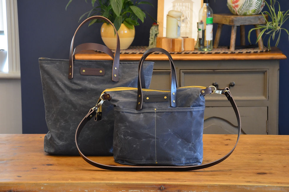 Thumbnail: The Adventure b Waxed Canvas Tote Zipper Bag, laptop bag, teachers bag, work bag
