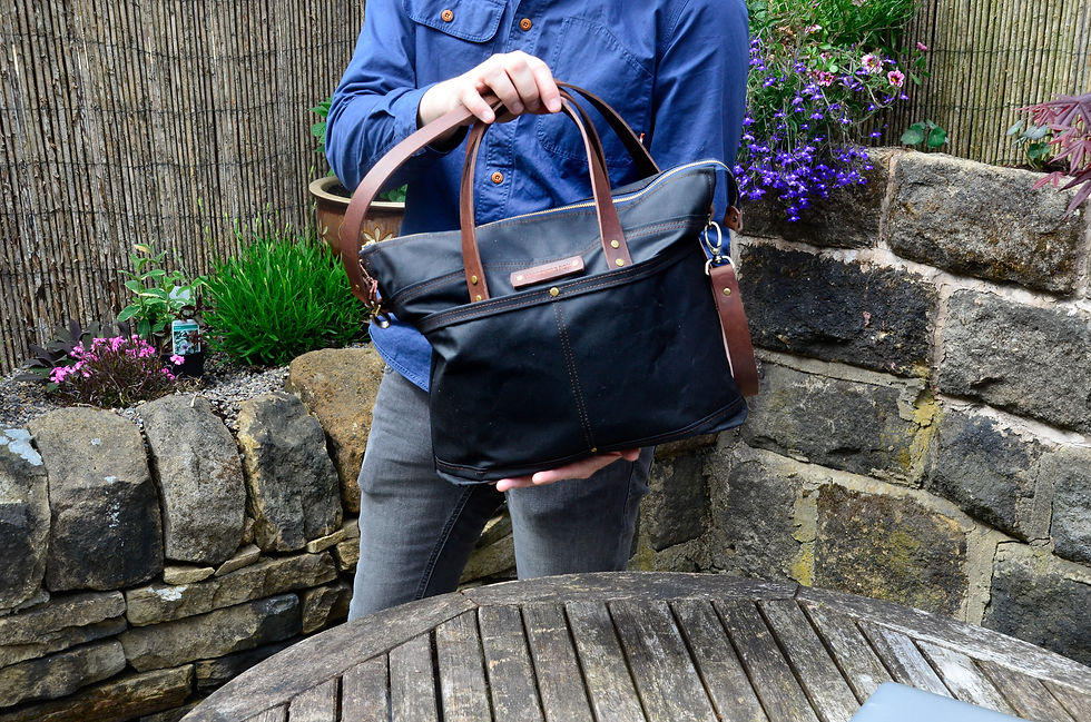Thumbnail: Large BeVintage Look Waxed Bag, Canvas Bag, Shoulder Bag, Shopper, Handbag, Busi