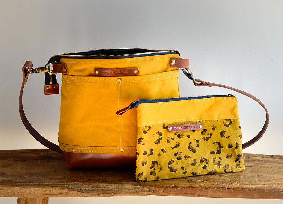 Thumbnail: Leopard Print Purse, Craft Bag, Cosmetic Bag, Travel Bag Mustard, Yellow