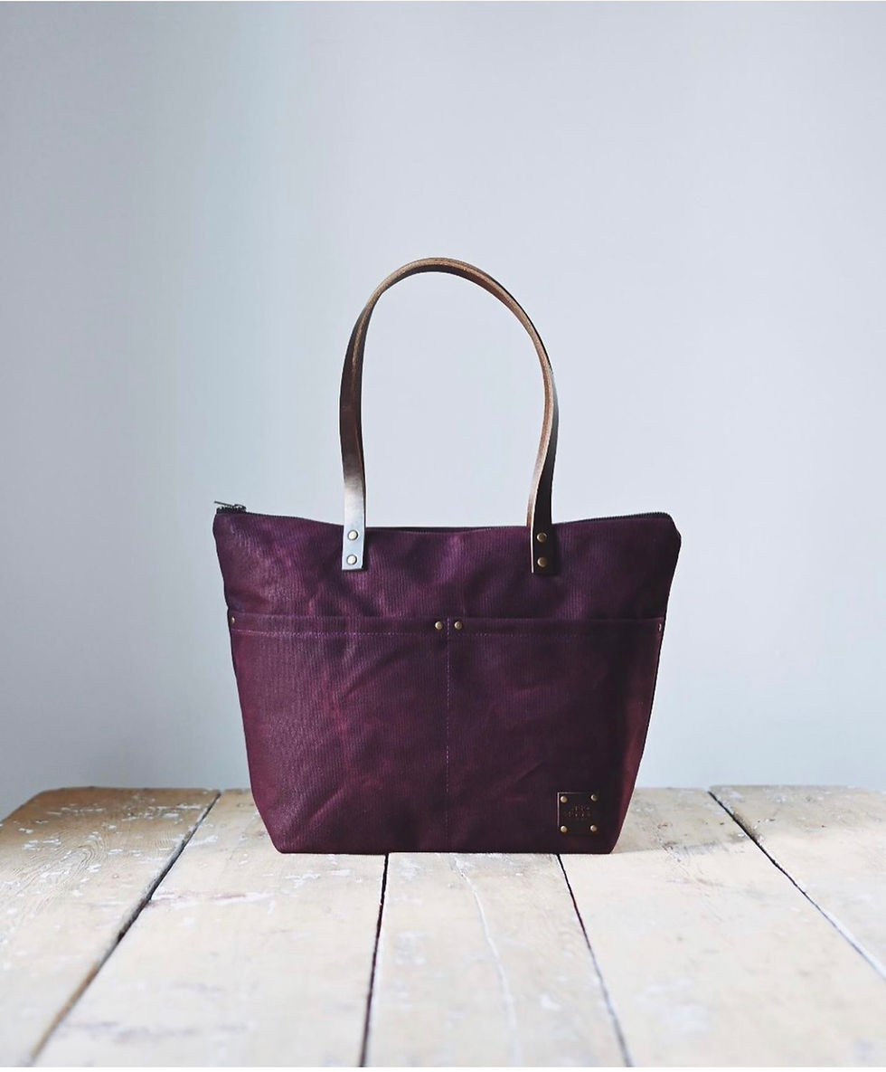 Thumbnail:  Vintage Berry Waxed Bag, Canvas Bag, Shoulder Bag, Shopper, Handbag, Busi