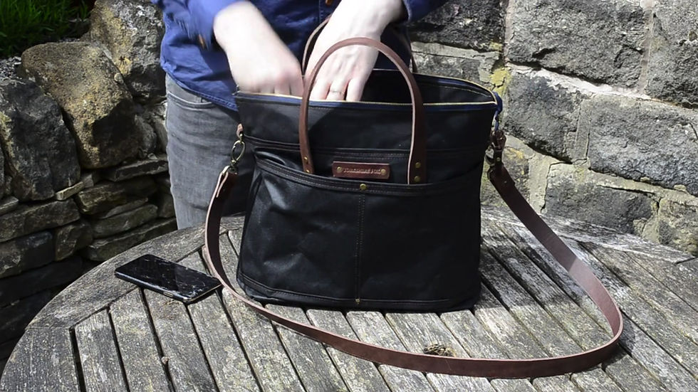 Thumbnail: Large BeVintage Look Waxed Bag, Canvas Bag, Shoulder Bag, Shopper, Handbag, Busi