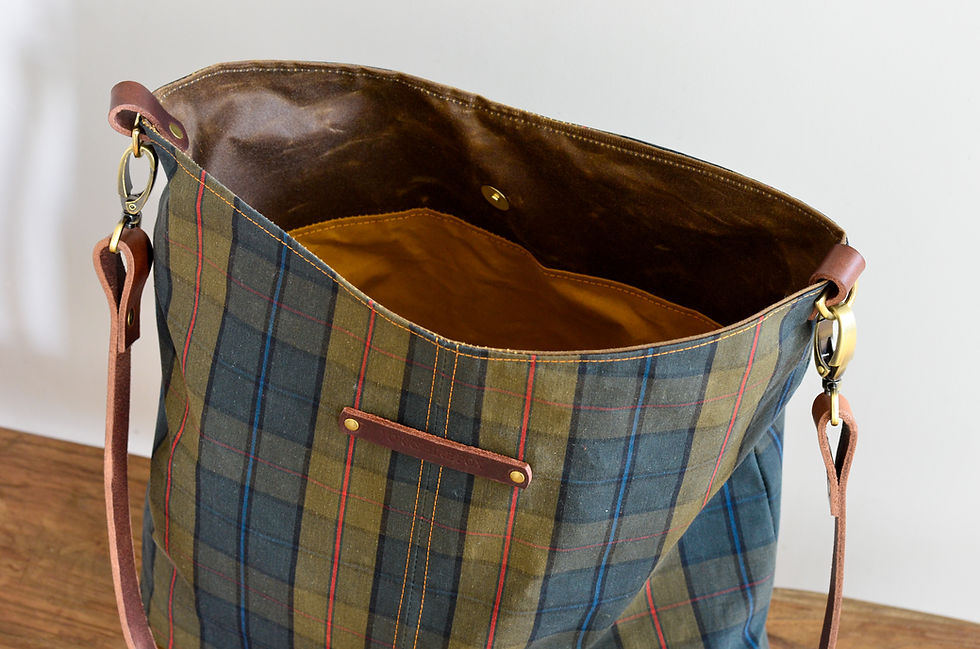 Thumbnail: Tartan Foraging  Field Bag Over the shoulder crossbody bag, shopper waxed canvas
